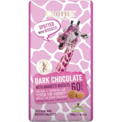 Шоколад Cachet Unique Dark Chocolate with Amaretti Biscuits