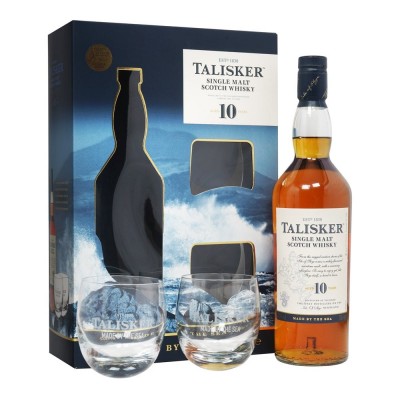 Talisker Single Malt Scotch Whisky 10 YO 2 glass set